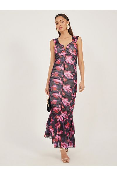 Styli Print Sleeveless Bodycon Maxi Dress