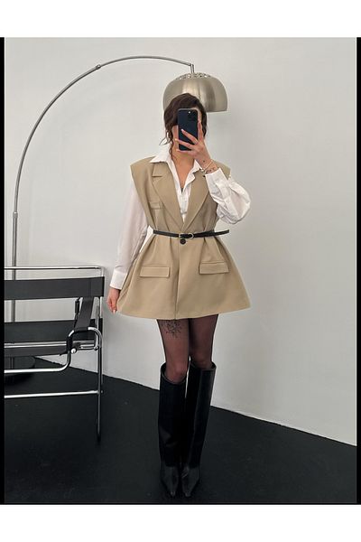 Bak'ap Premium ζωσμένο γιλέκο με επένδυση Oversize Blazer