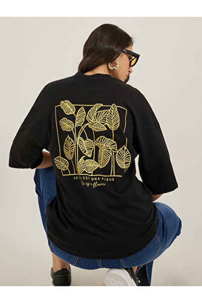 Styli Graphic Print Round Neck Oversized T-Shirt