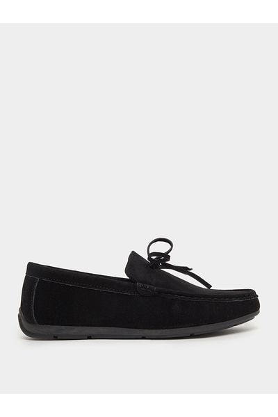 Styli Textured Bow Accent Slip In Loafers