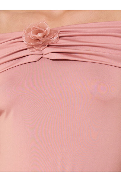 Take Two By Styli Solid Off Shoulder Gathered Detail Midi Dress