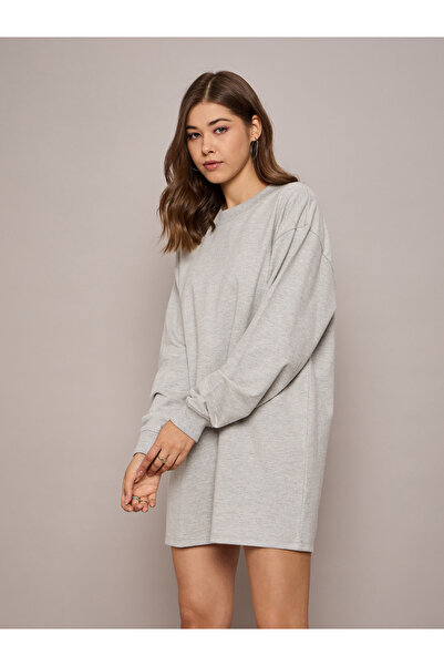 Sassafras By Styli Solid Terry Oversized Mini Sweatshirt Dress