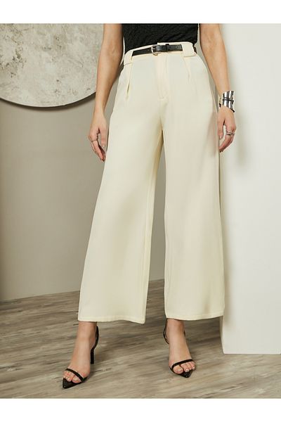 Styli Mid Rise Wide Leg Belted Pants