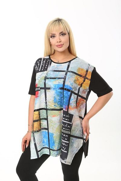 vividbutik Large Size Colorful Printed Stone Tunic