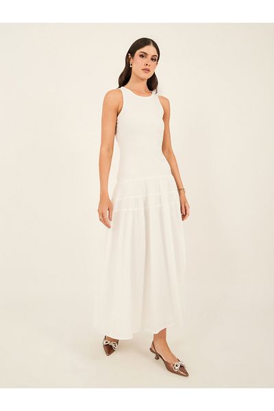 Styli Solid Sleeveless A-Line Maxi Dress
