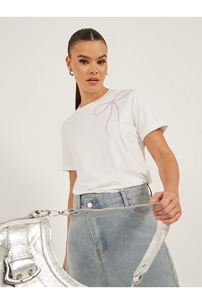 Styli Bow Embellished Detail Regular Fit T-Shirt