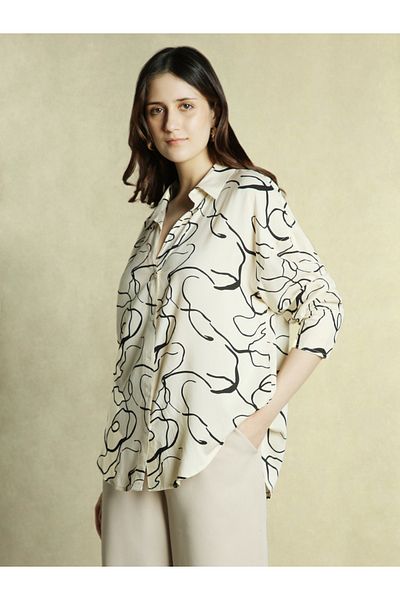 Dennis Lingo By Styli All Over Printed Longline Oversized Shirt