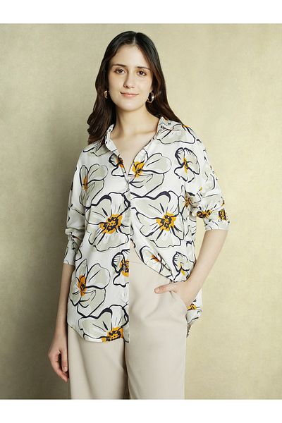 Dennis Lingo By Styli All Over Printed Longline Oversized Shirt