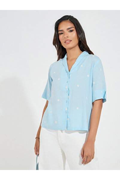 Styli قميص مطرز بشال