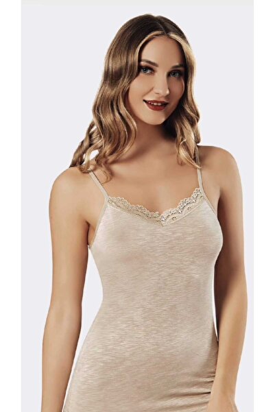 Elbise dünyasi Özel Dokulu Nefes Alan Kumaş Filamlı İp Askılı Atlet İç Giyim