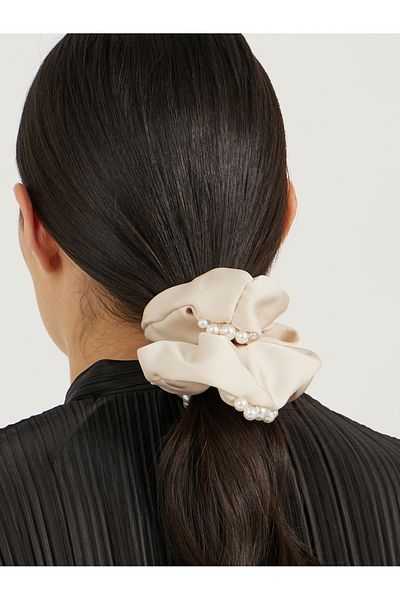 Styli Faux Pearl Embellished Scrunchie