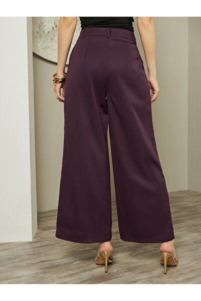 Styli High Rise Wide Leg Pants with Belt Loop Detail