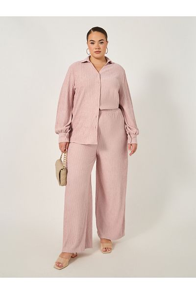 Styli Plus Size Textured Wide Leg Pants
