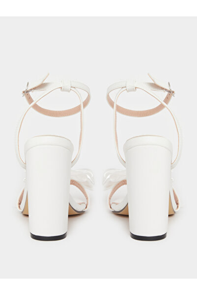 Take Two By Styli Embellished Bow Pearl Detail Block Heel Sandals