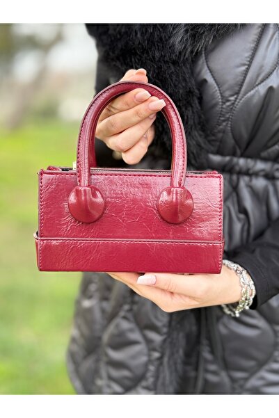 DEV 3 ADAM Geantă de damă elegantă și elegantă, model cutie burgundy, pentru umăr și încrucișată