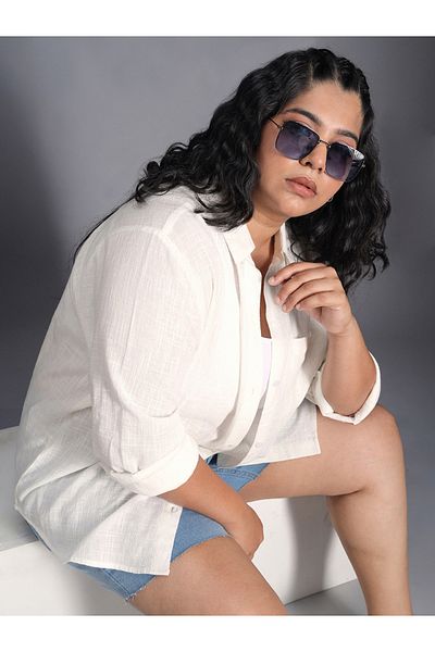 High Star By Styli Plus Size Solid Regular Fit Shirt with Pocket Detail