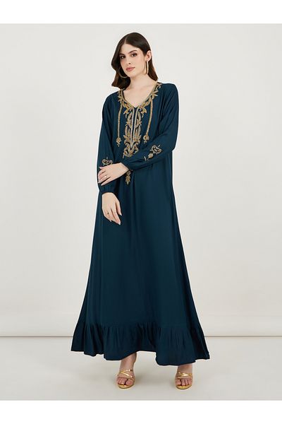 Maxim Creation By Styli V Neck Rayon Kaftan with Beaded Handwork