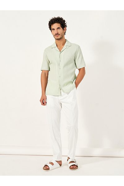 Styli Front Pintuck Knit Slim Fit Pants