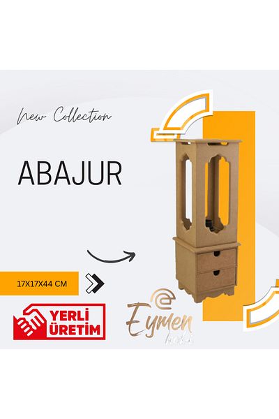 Eymen Hobi Wooden Lampshade - Drawable, Paintable Gift Material Seat Box