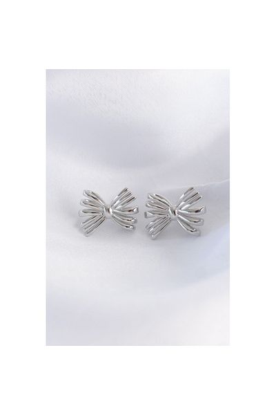 Skygo Silver Colored Brass Bow Earrings - TJ-BKP8931