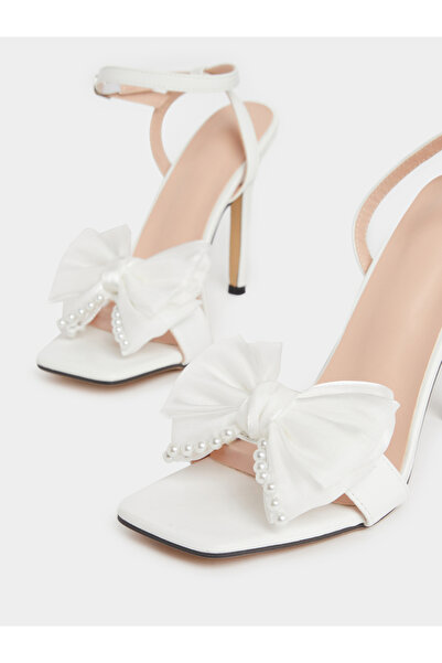 Take Two By Styli Embellished Bow Pearl Detail Stiletto Heel Sandals