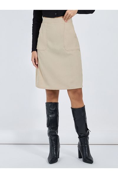 Styli High Rise Side Pocket Corduroy Skirt