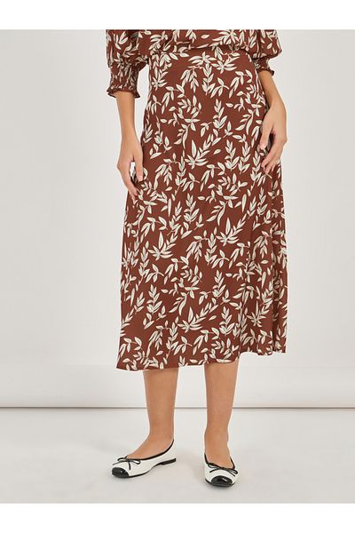 Styli Floral Print A-Line Midi Skirt