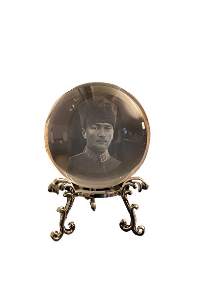 Gazi Mustafa Kemal Atatürk Temalı 3D Kristal Cam Kar Küre Metal Standlı Dekoratif Özel Seri