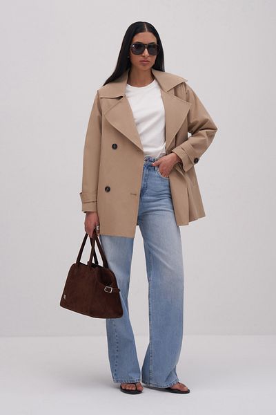 mathilda store Women's Beige Naula Short Trench Coat