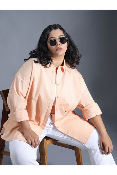 High Star By Styli Plus Size Solid Longline Relaxed Fit Shirt