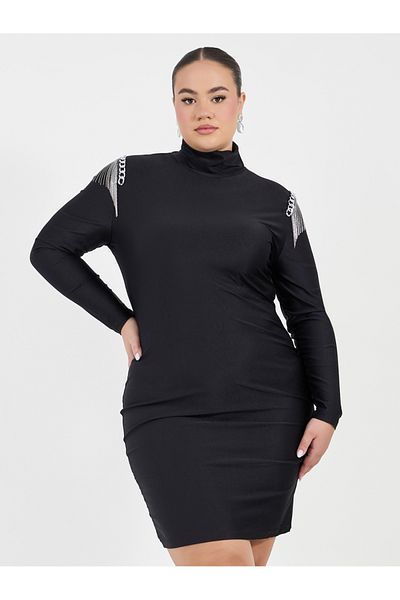 Styli Plus Size Embellished Tassel Detail Bodycon Mini Dress