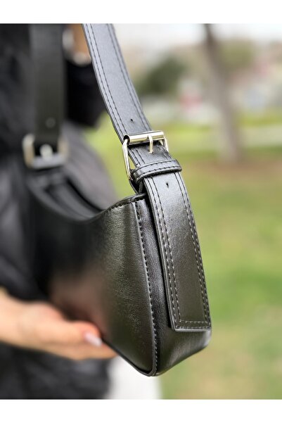 DEV 3 ADAM Black Women's Baguette Stylish Hand and Shoulder Bag with Adjustable Strap