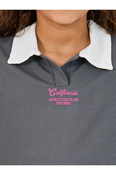 Styli Embroidered Short Sleeve Polo T-Shirt and Wide Leg Pintuck Joggers Co-Ords