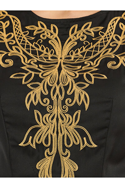 Styli Embroidered Panel Wide Leg Jumpsuit with Tie Belt