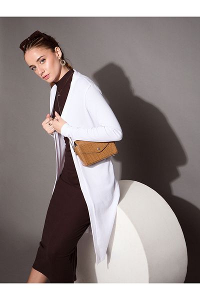 Sassafras By Styli Ribbed Front Open Shrug