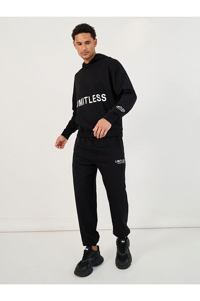 Styli Oversized Text Print Fleece Hoodie and Jogger Co-Ords