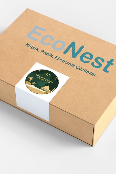 EcoNest Ramadan Mubarak 102 Pieces 5X5 cm Coated Sticker Packaging Gift Product
