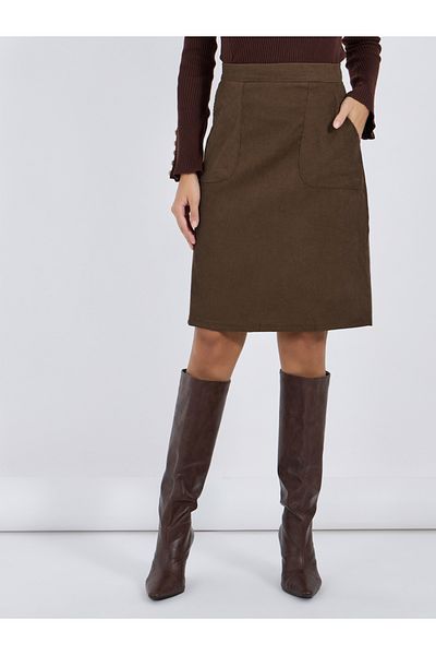 Styli High Rise Side Pocket Corduroy Skirt