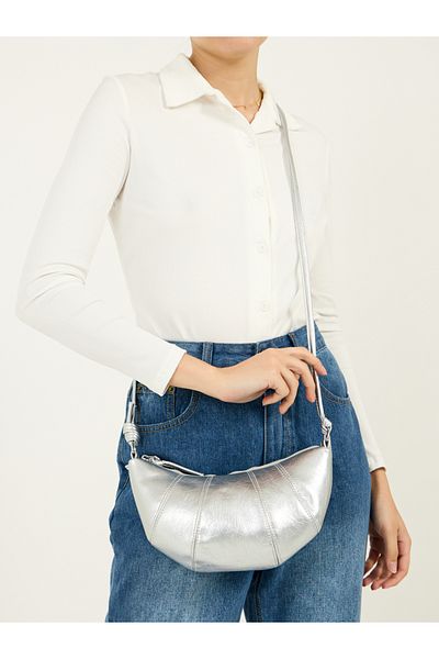 Styli Textured Shoulder Bag with Zip Closure