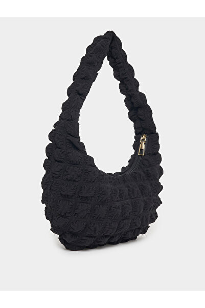 Styli Textured Shoulder Bag with Zip Closure