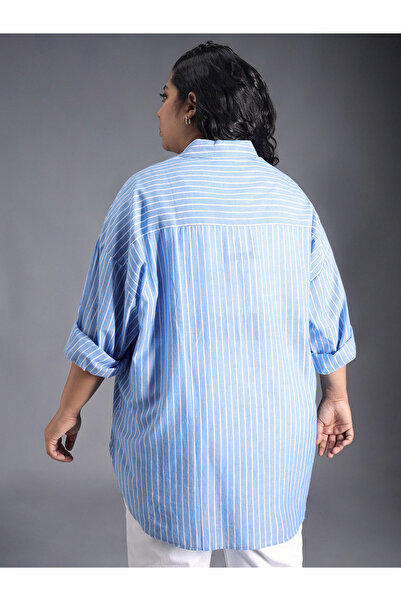 High Star By Styli Plus Size Classic Striped Oversized Casual Shirt
