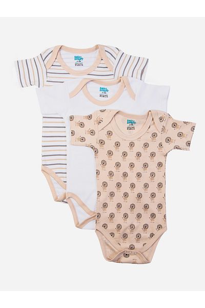 Babies Basic By Styli مجموعة من 3 قطع - رومبر مطبوع برقبة دائرية