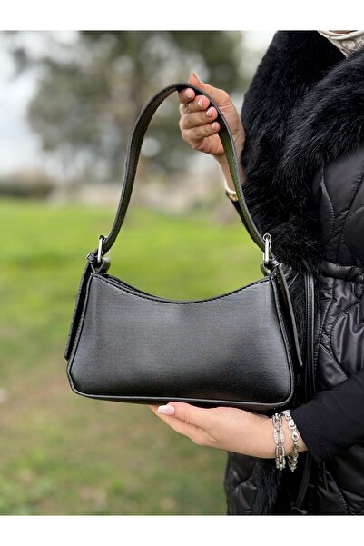 DEV 3 ADAM Black Women's Baguette Stylish Hand and Shoulder Bag with Adjustable Strap