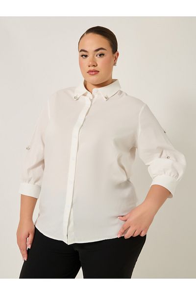 Styli Plus Size Balloon Sleeves Collared Shirt