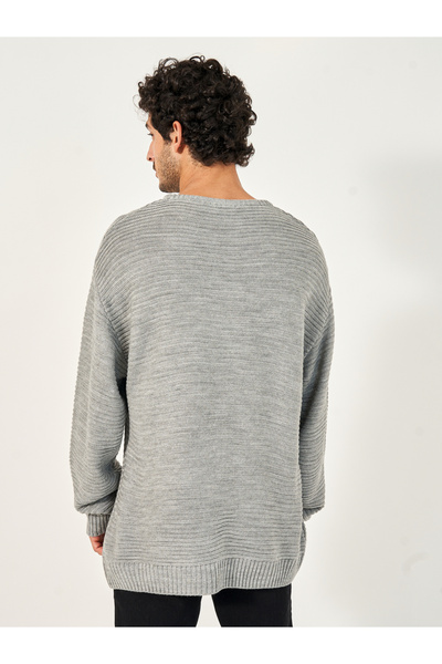 Styli Waffle Knit Textured Relaxed Fit Crew Neck Sweater
