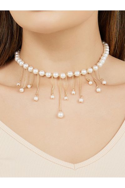 Styli Faux Pearl Drop Necklace with Lobster Clasp Closure