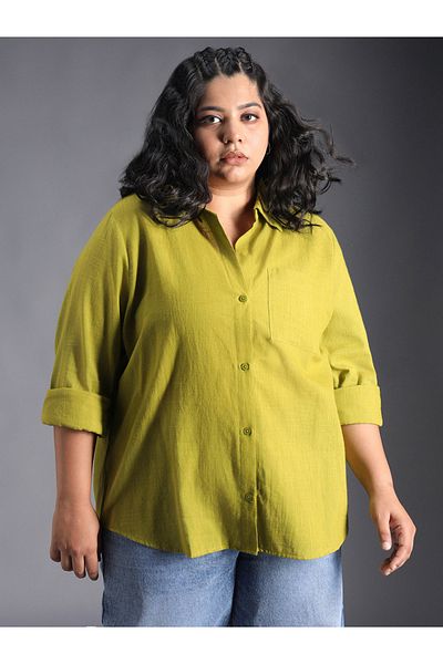 High Star By Styli Plus Size Classic Collar Oversized Shirt with Patch Pocket