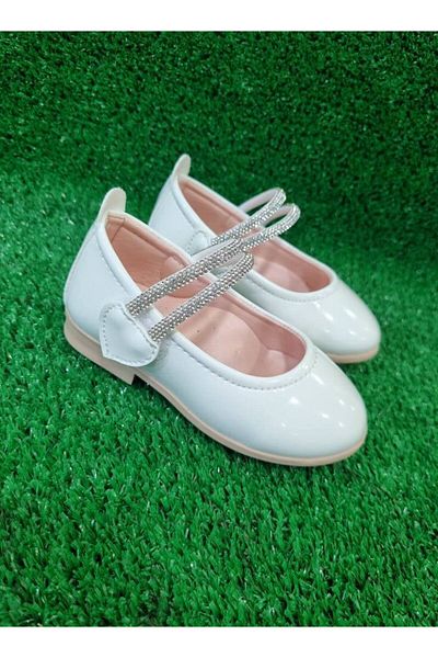 Ege Kids Girl's White Stone Orthopedic Ballet Flats