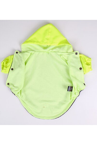 Peti Tailor KÖPEK KIYAFETİ KAPÜŞONLU MONT YAĞMURLUK SİYAH SARI BONDİT DETALI