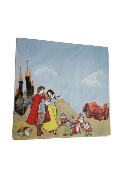 booddie Χαρτοπετσέτα γενεθλίων με χαρακτήρα Snow White and the Seven Dwarfs & Χαρτοπετσέτα διπλής στρώσης με θέμα την Βαμβακερή Πριγκίπισσα